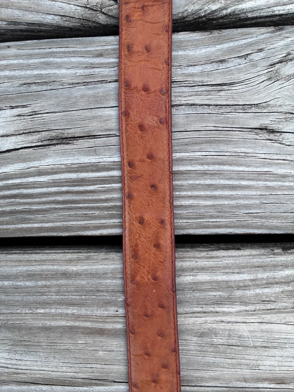 Tecovas Brown Ostrich-Textured Leather Belt with Silver Buckle